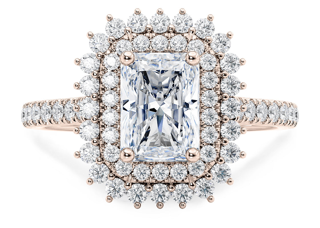 Berkeley Halo Rose Gold 18k Radiant Engagement Ring