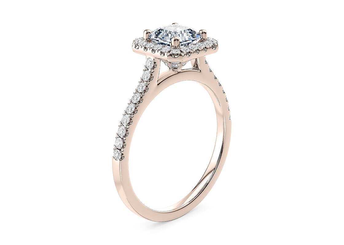 Aphrodite Halo Rose Gold 18k Asscher Engagement Ring