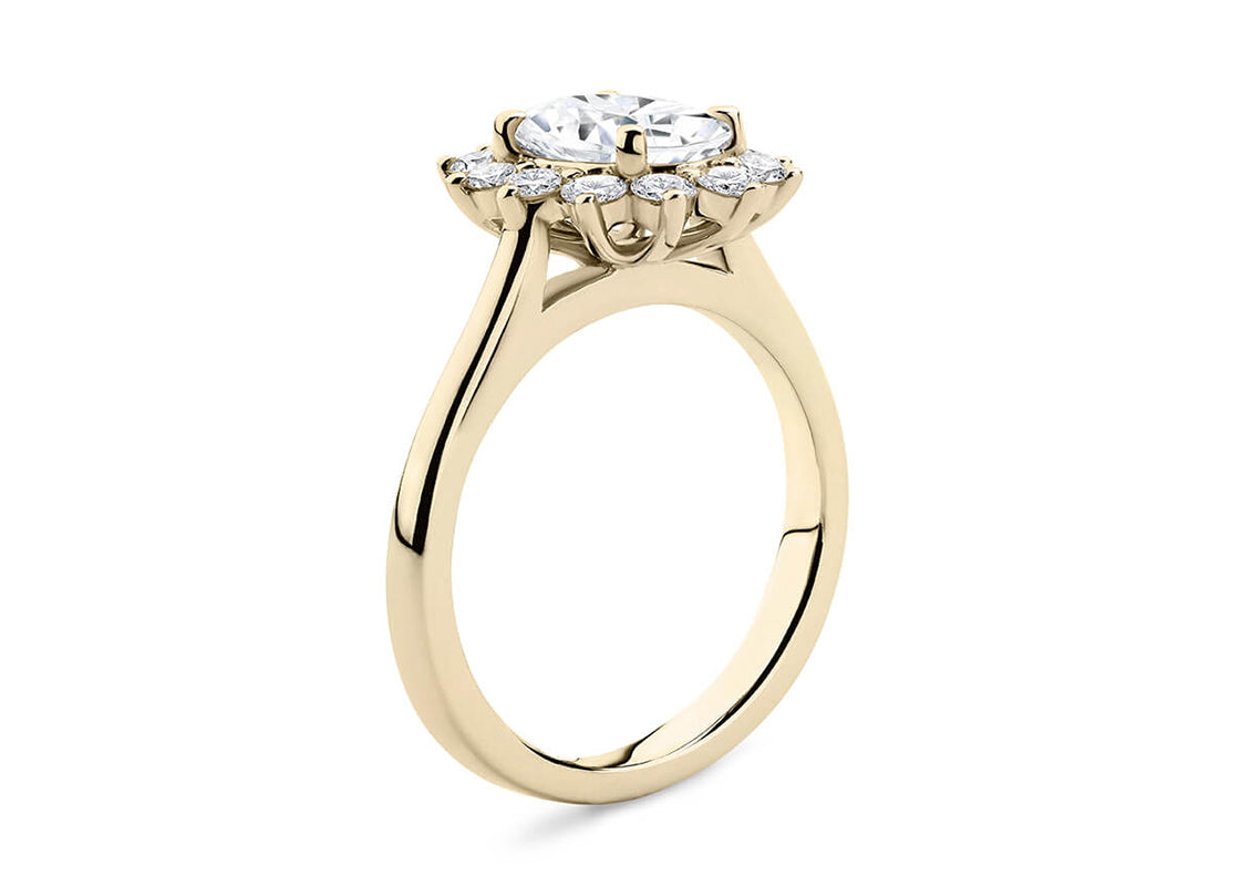 Edwardia Halo Yellow Gold 18k Oval Engagement Ring