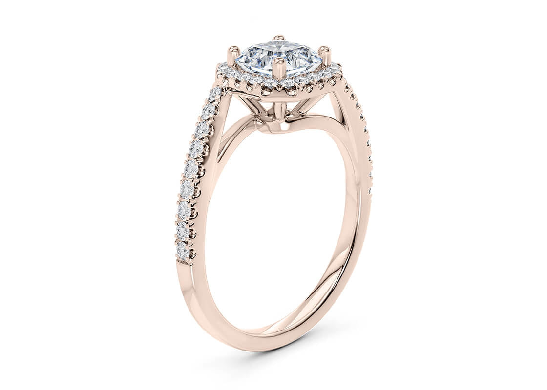 Kew Halo Rose Gold 18k Asscher Engagement Ring