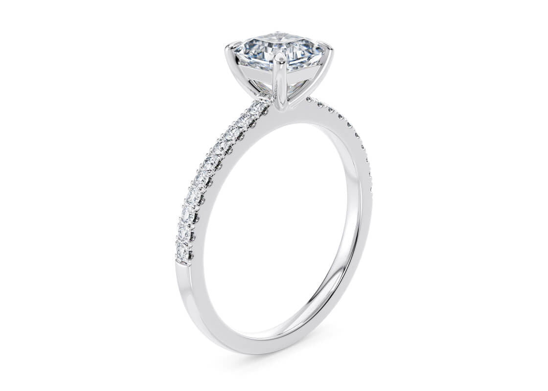 Aria Diamond Band White Gold 18k Asscher Engagement Ring
