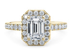 Medici Halo Yellow Gold 18k Emerald Engagement Ring