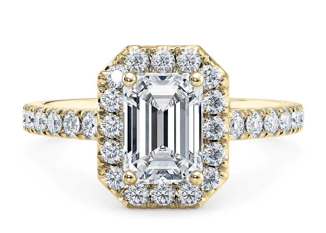 Medici Halo Yellow Gold 18k Emerald Engagement Ring