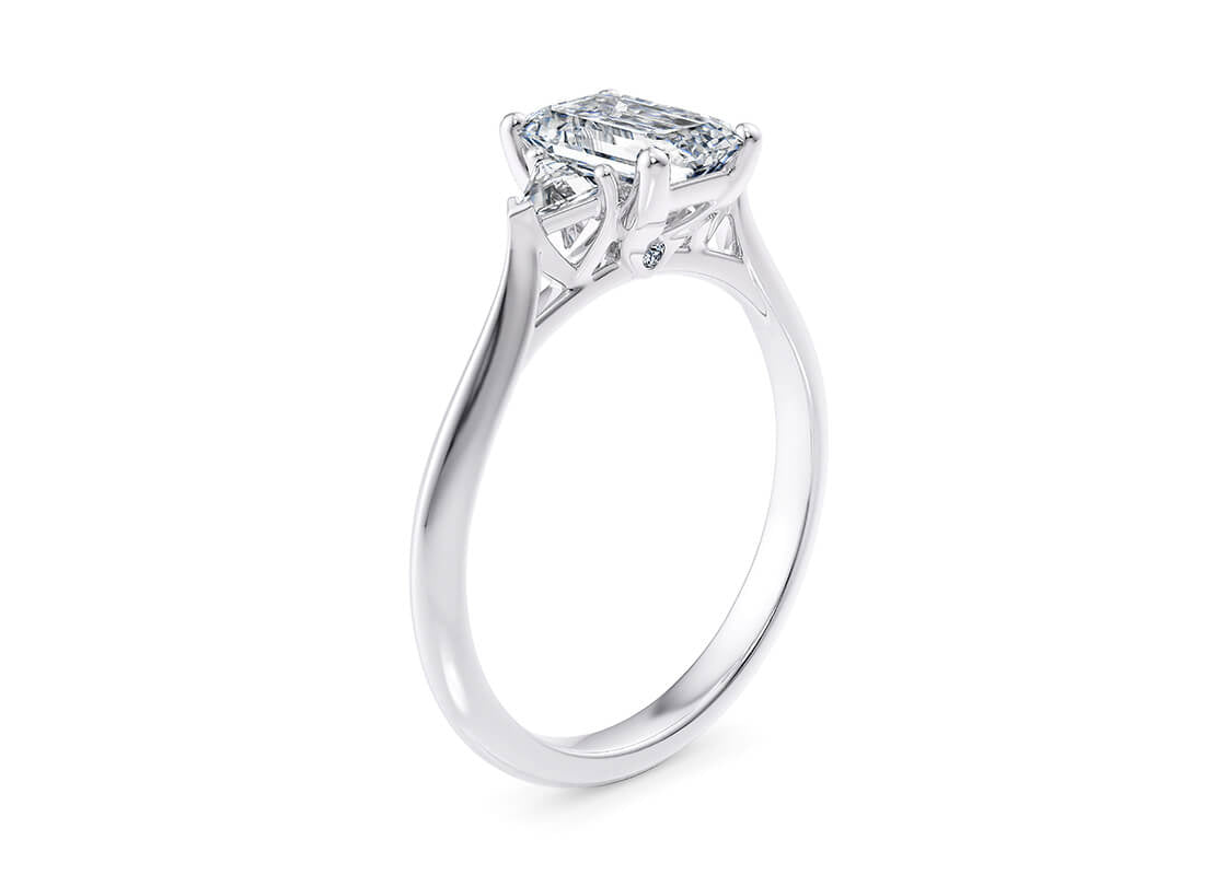 Paris Trilogy Platinum Emerald Engagement Ring
