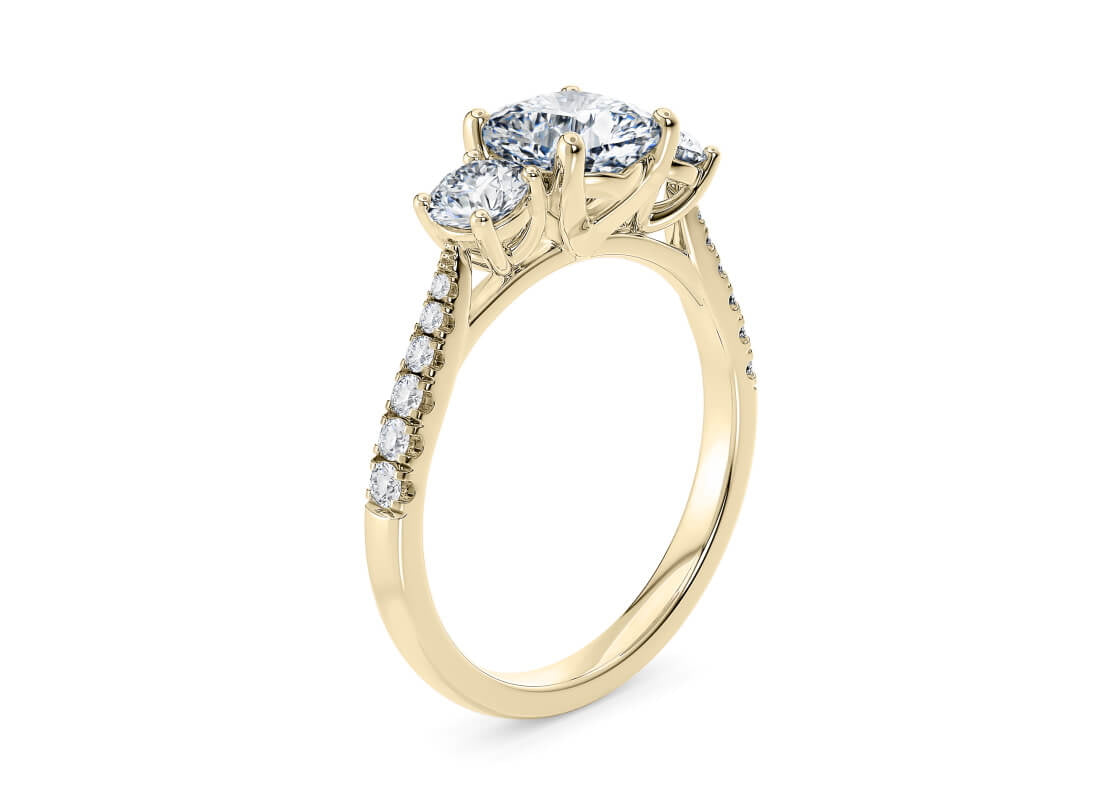 Lisbon Trilogy Yellow Gold 18k Cushion Engagement Ring