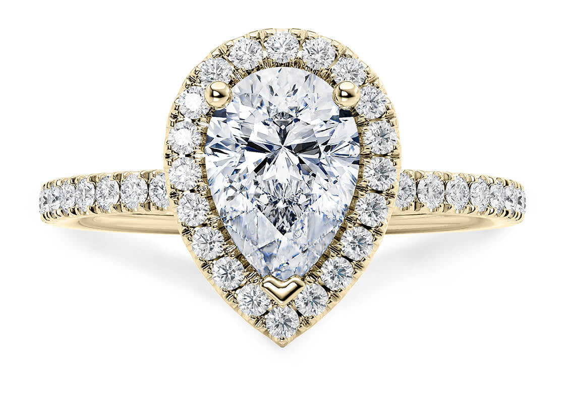 Isabella Halo Yellow Gold 18k Pear Engagement Ring
