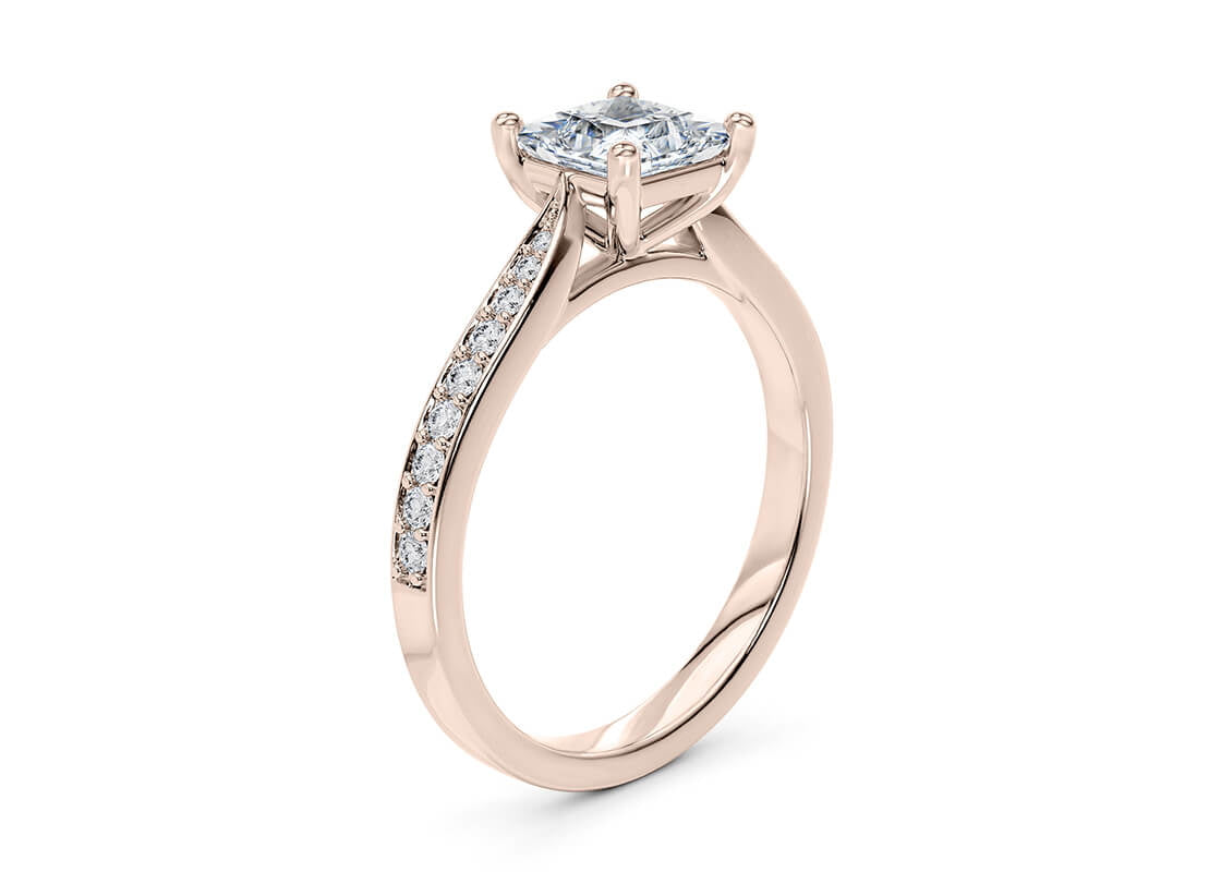Victoria Diamond Band Rose Gold 18k Princess Engagement Ring