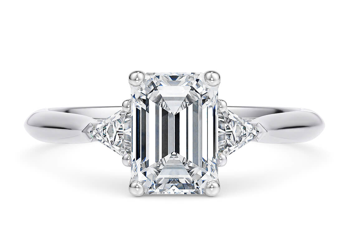Paris Trilogy Platinum Emerald Engagement Ring