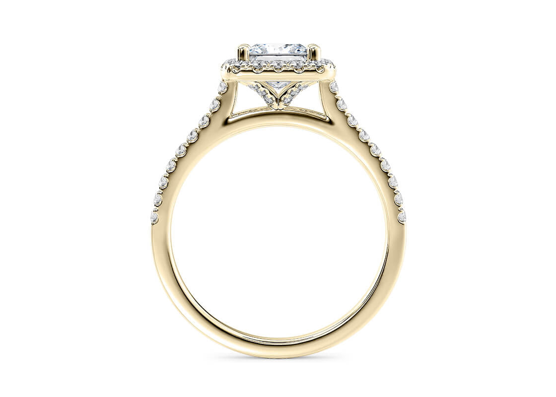 Aphrodite Halo Yellow Gold 18k Princess Engagement Ring