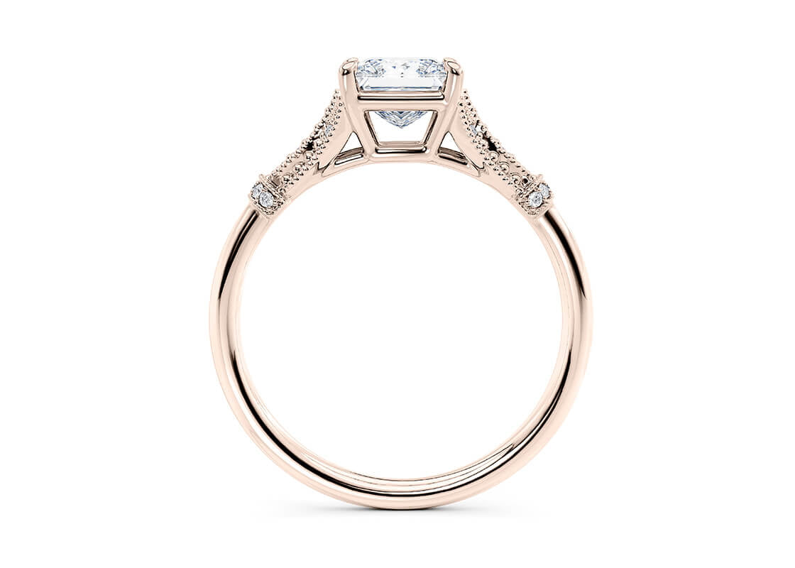 Jasmine Vintage Rose Gold 18k Princess Engagement Ring