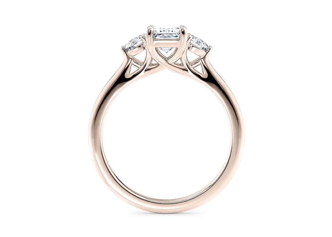Valencia Trilogy Rose Gold 18k Emerald Engagement Ring
