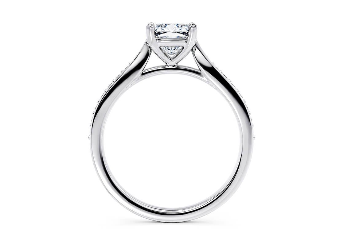 Victoria Diamond Band Platinum Cushion Engagement Ring