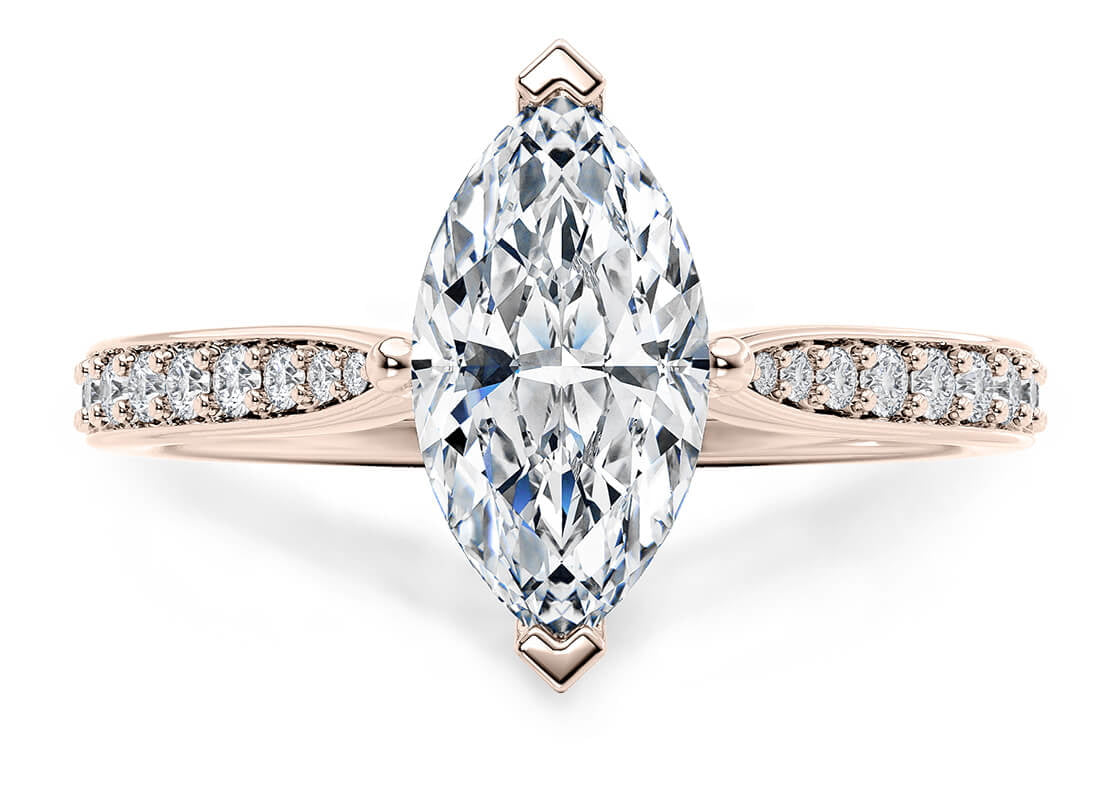 Victoria Diamond Band Rose Gold 18k Marquise Engagement Ring