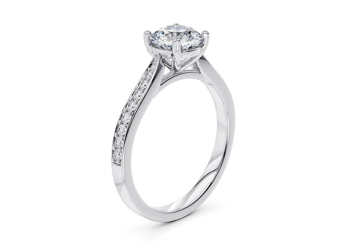Victoria Diamond Band Platinum Round Engagement Ring