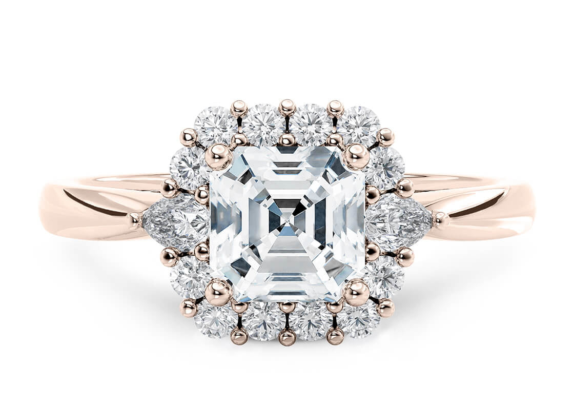 Hampstead Halo Rose Gold 18k Asscher Engagement Ring