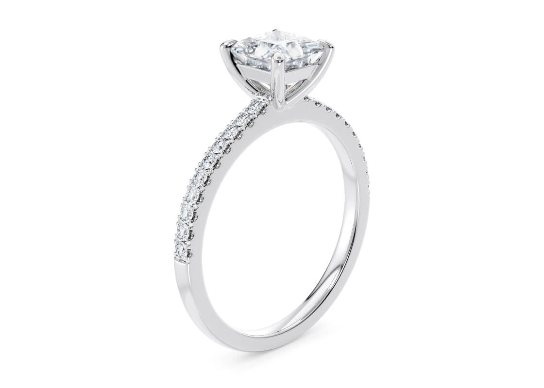 Aria Diamond Band Platinum Princess Engagement Ring