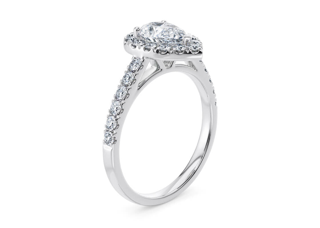 Medici Halo Platinum Pear Engagement Ring