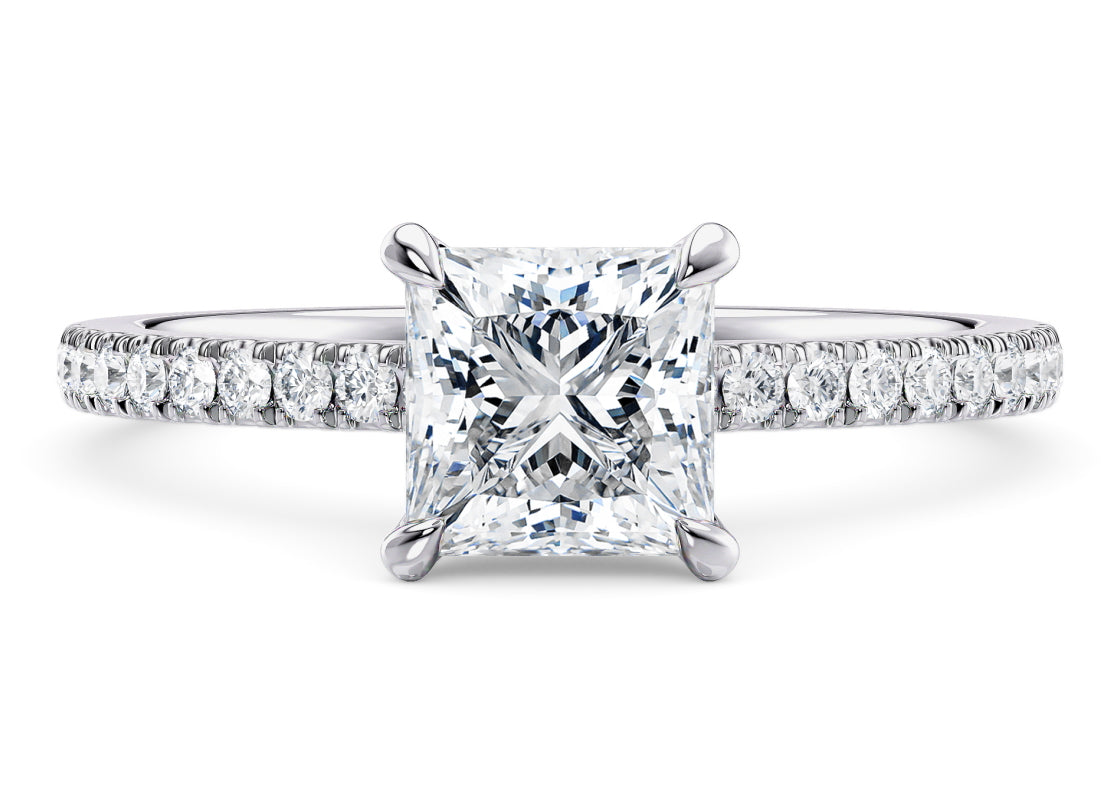 Aria Diamond Band White Gold 18k Princess Engagement Ring