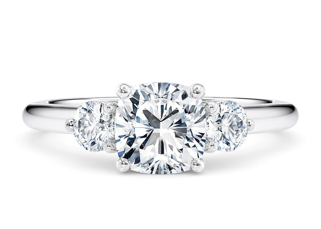 Valencia Trilogy Platinum Cushion Engagement Ring