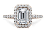 Isabella Halo Rose Gold 18k Emerald Engagement Ring