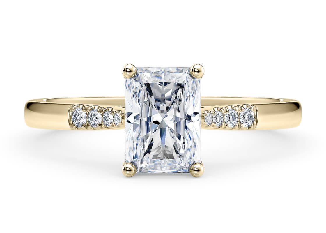 Thea Diamond Band Yellow Gold 18k Radiant Engagement Ring