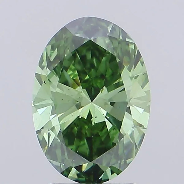 2.59ct Oval Lab Grown Diamond (Colour Fancy Vivid Green, Clarity VS2, IGI Certified)