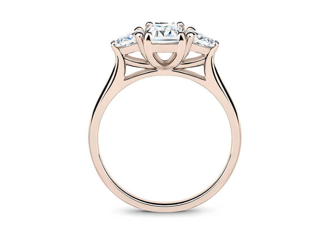 Barcelona Trilogy Rose Gold 18k Asscher Engagement Ring