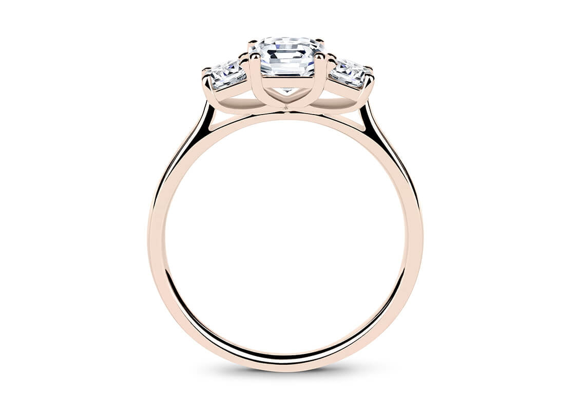 Roma Trilogy Rose Gold 18k Asscher Engagement Ring