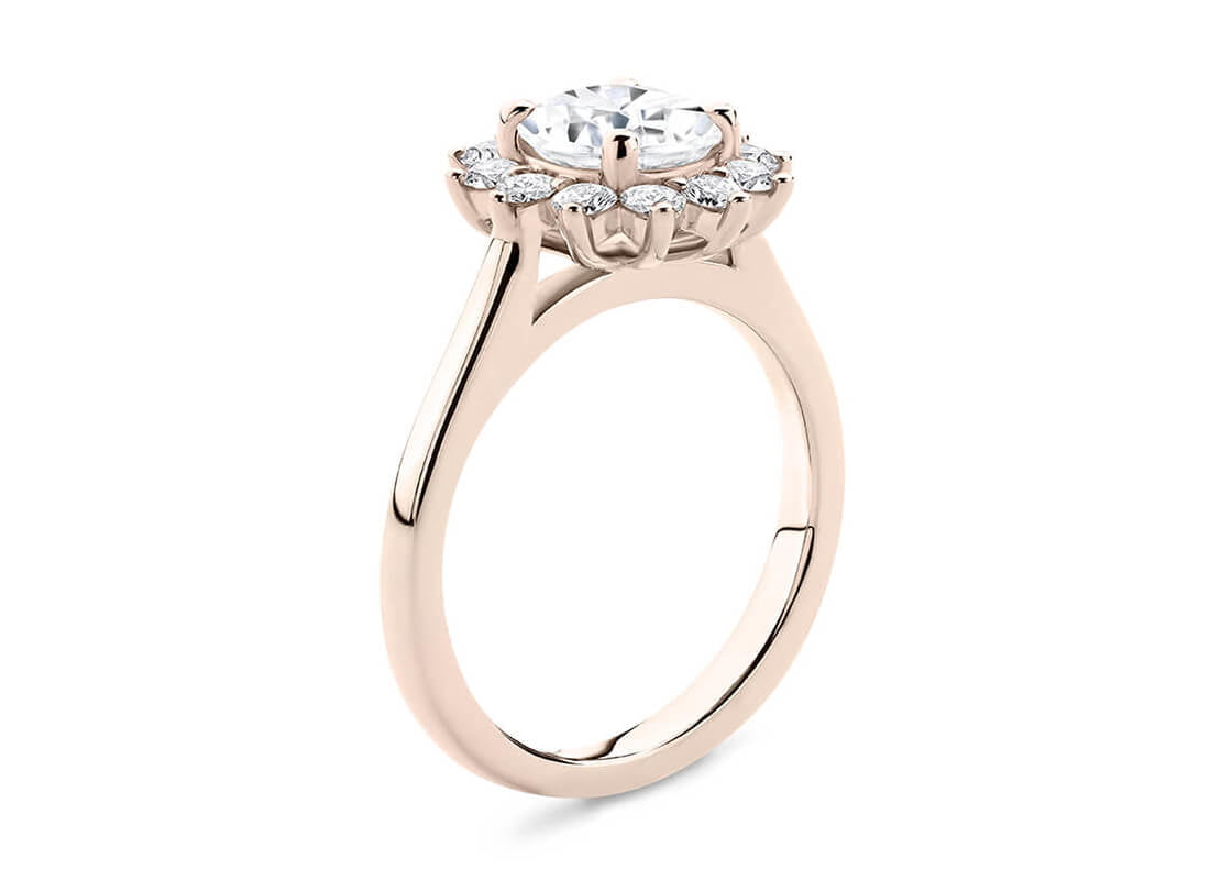 Edwardia Halo Rose Gold 18k Round Engagement Ring