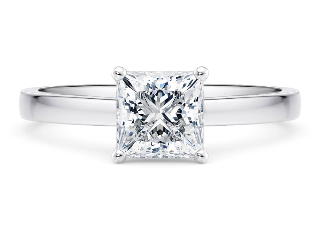 1477 Classic Solitaire Platinum Princess Engagement Ring