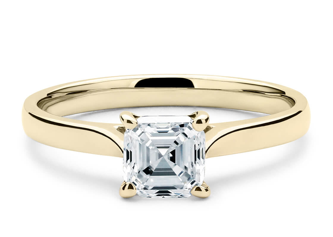 Contour Solitaire Yellow Gold 18k Asscher Engagement Ring