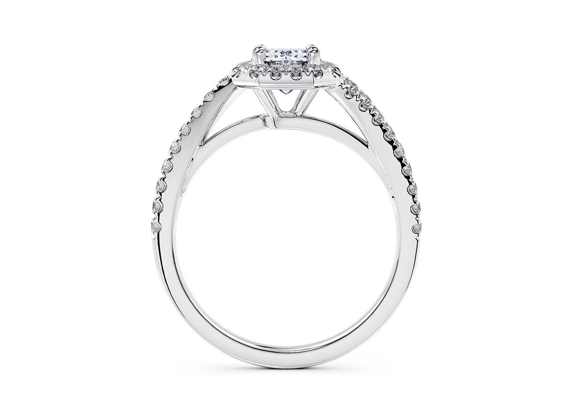 Kew Halo Platinum Emerald Engagement Ring