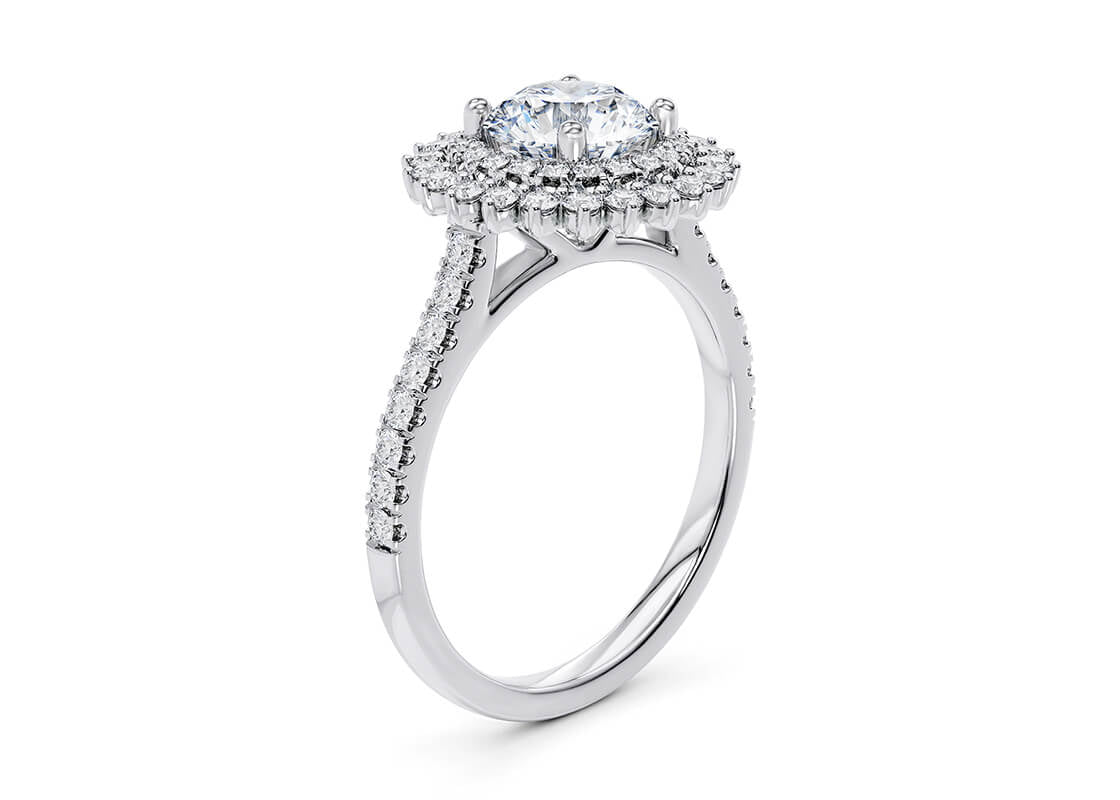 Berkeley Halo Platinum Round Engagement Ring