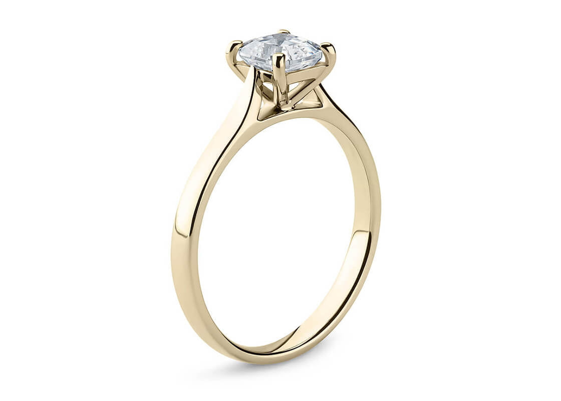 Contour Solitaire Yellow Gold 18k Asscher Engagement Ring