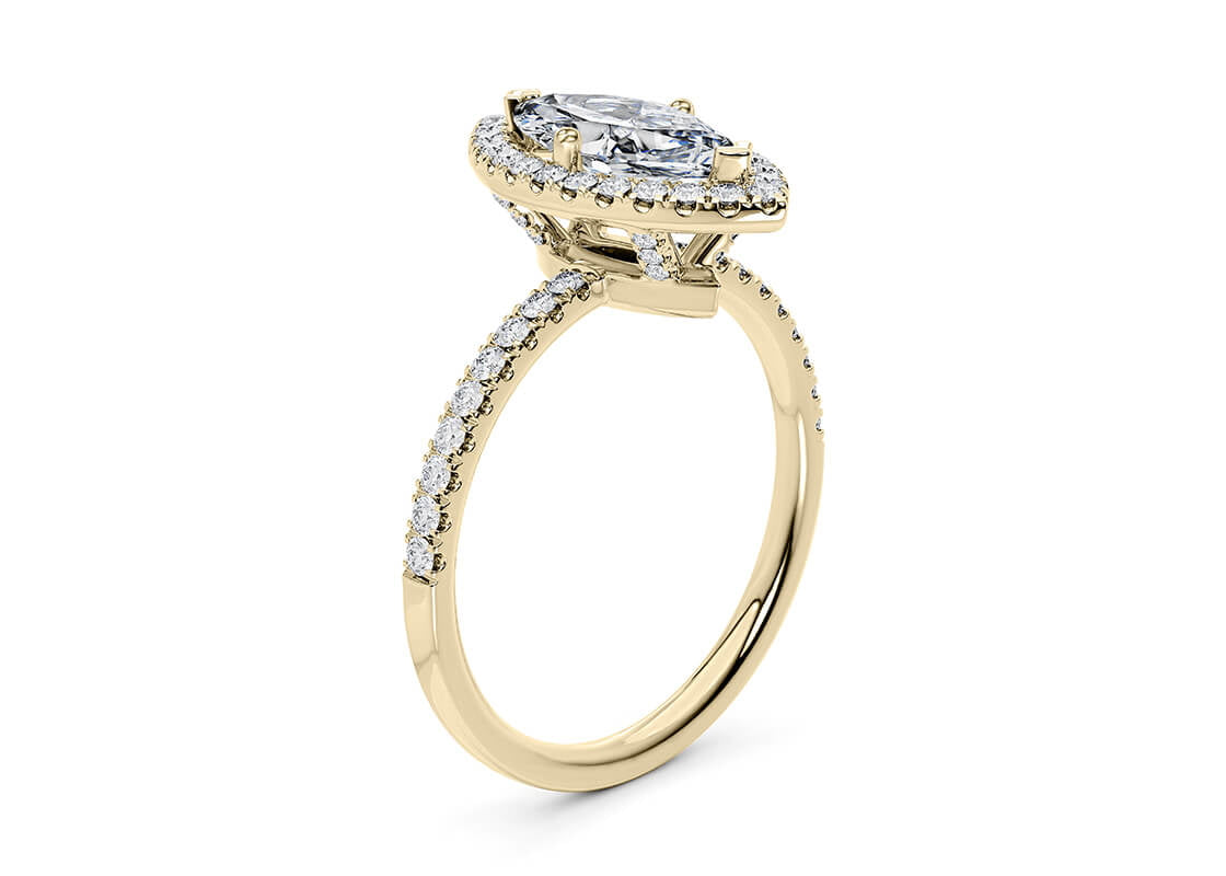 Isabella Halo Yellow Gold 18k Marquise Engagement Ring
