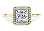Minerva Halo Yellow Gold 18k Princess Engagement Ring