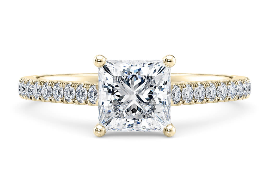 1477 Vintage Yellow Gold 18k Princess Engagement Ring