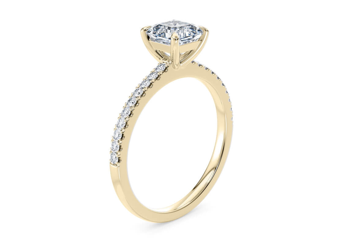 Aria Diamond Band Yellow Gold 18k Asscher Engagement Ring