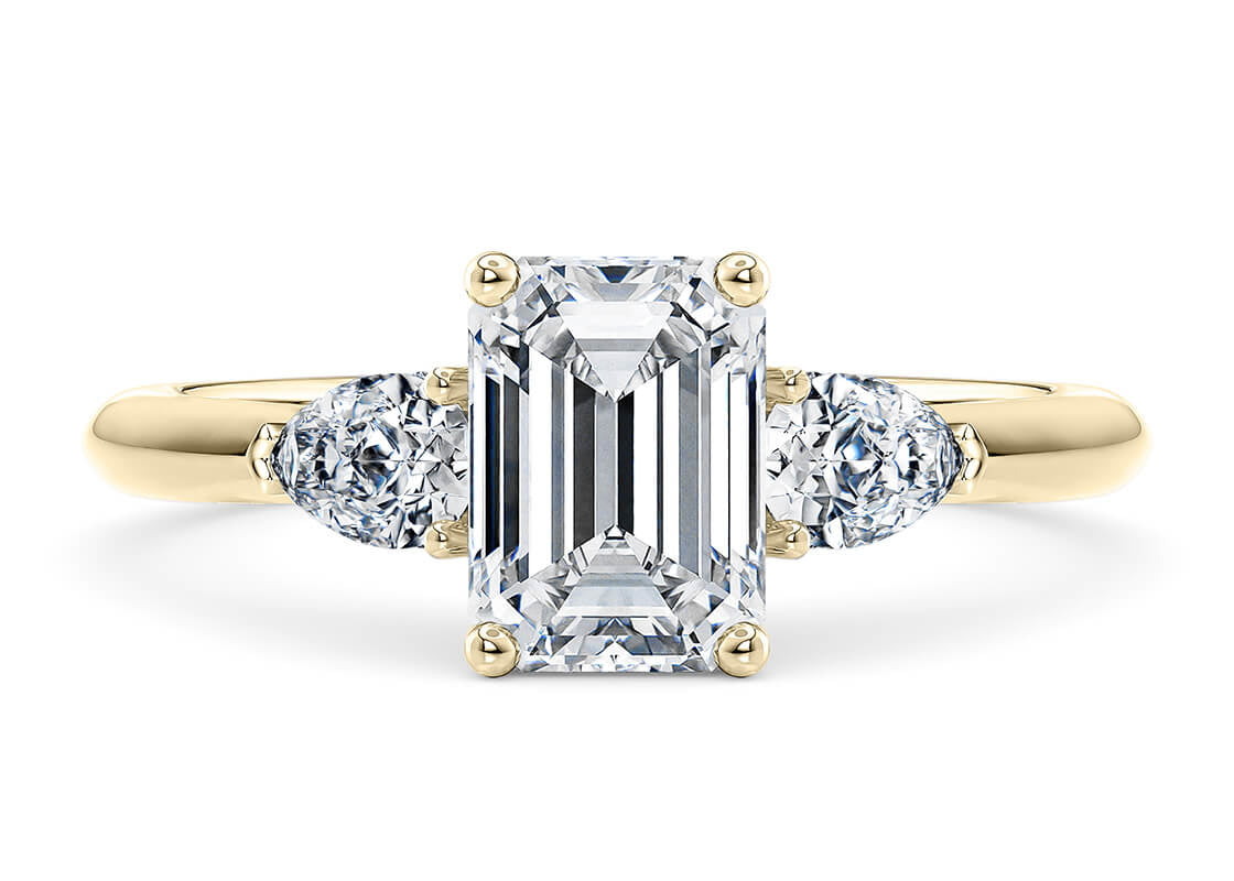 Florence Trilogy Yellow Gold 18k Emerald Engagement Ring