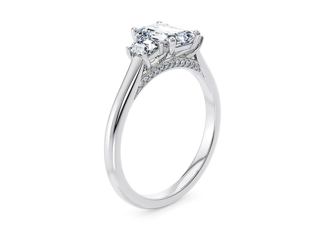 Imperia Trilogy Platinum Emerald Engagement Ring