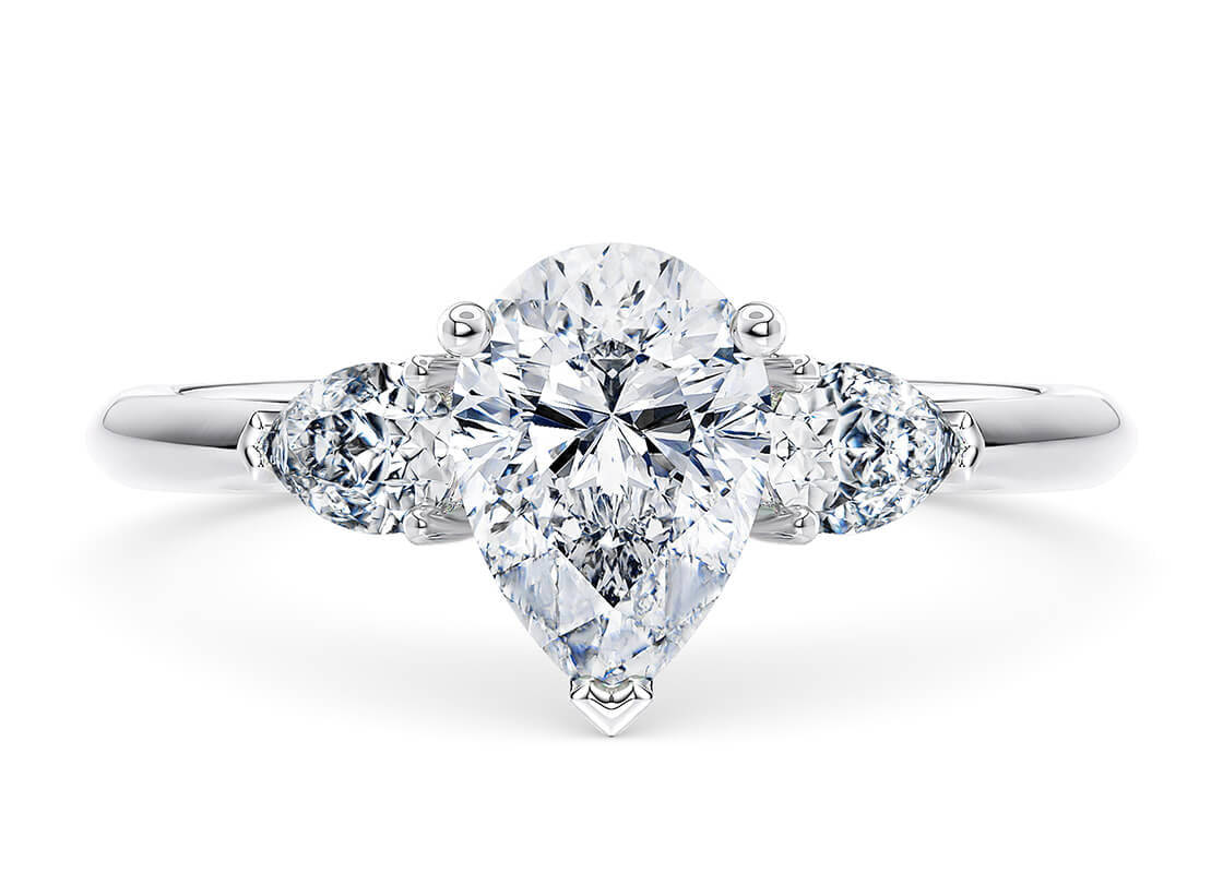 Florence Trilogy Platinum Pear Engagement Ring