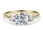 Roma Trilogy Yellow Gold 18k Cushion Engagement Ring