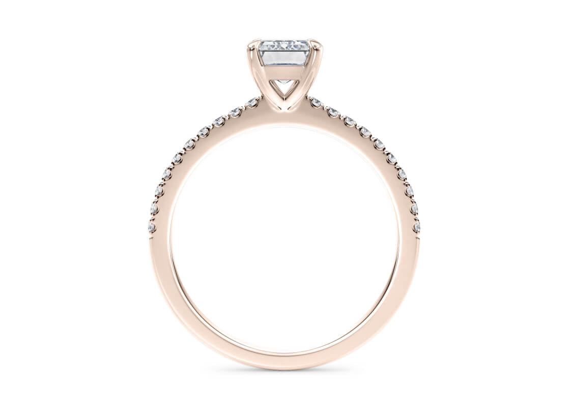 Aria Diamond Band Rose Gold 18k Emerald Engagement Ring