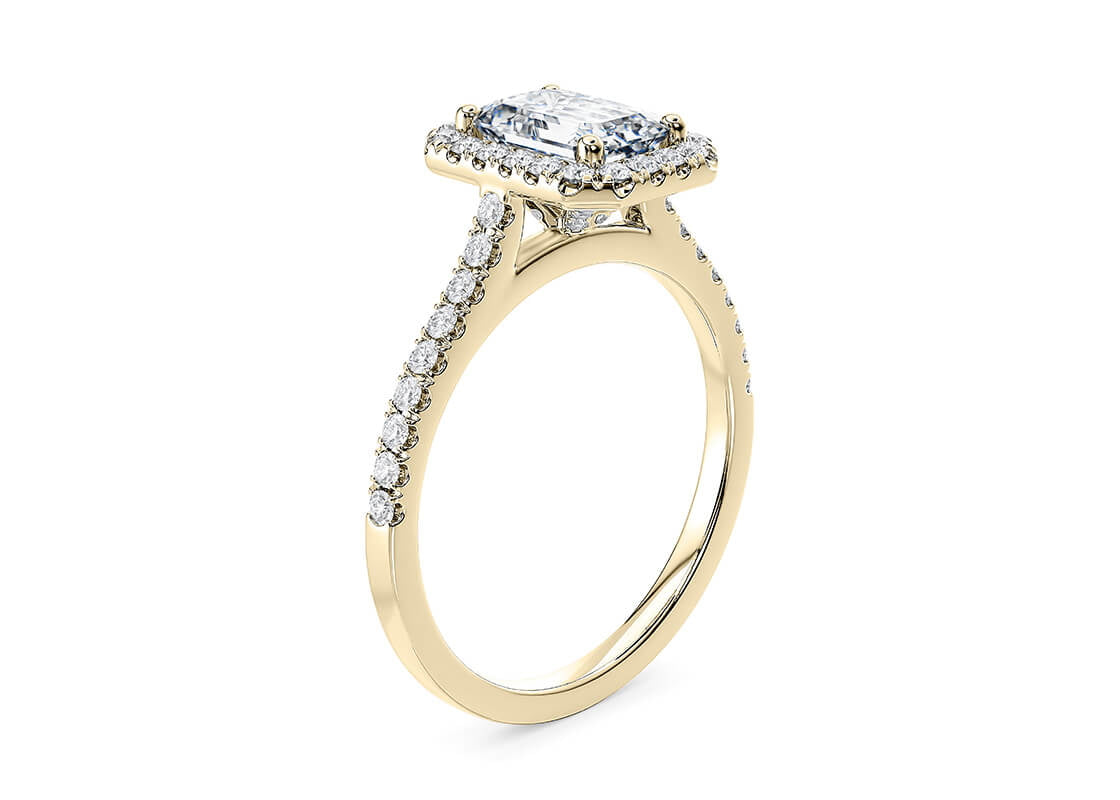Aphrodite Halo Yellow Gold 18k Emerald Engagement Ring