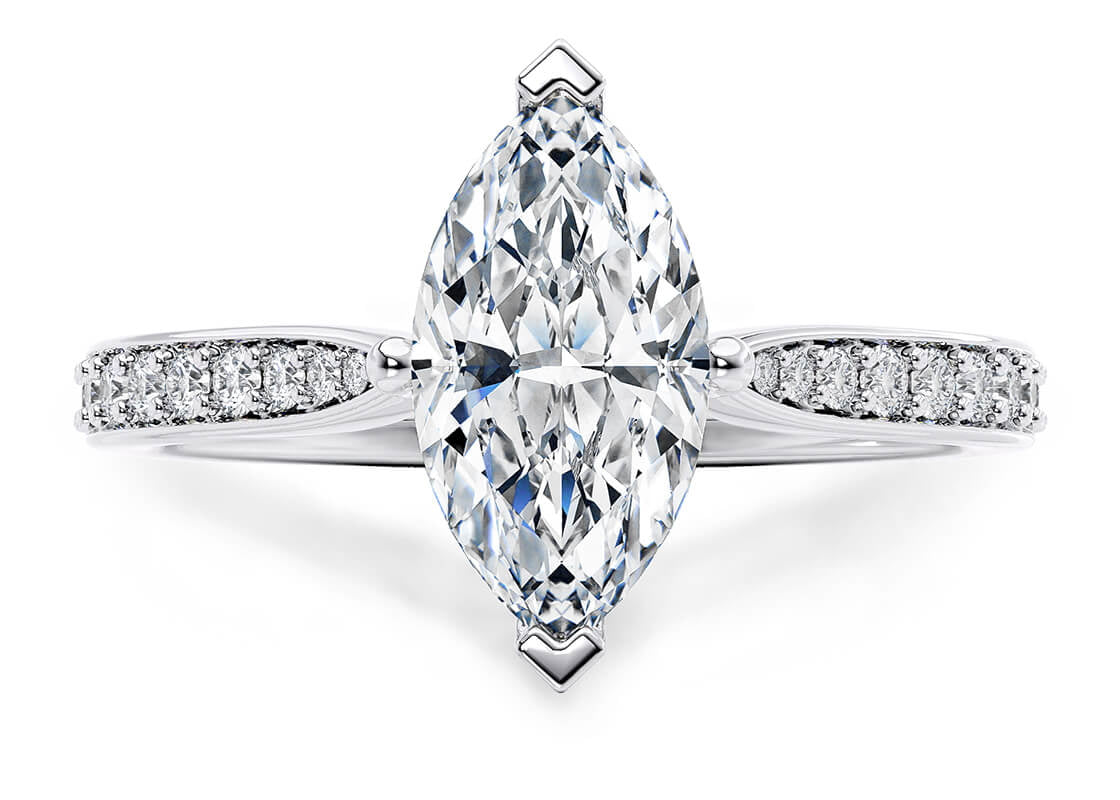 Victoria Diamond Band Platinum Marquise Engagement Ring