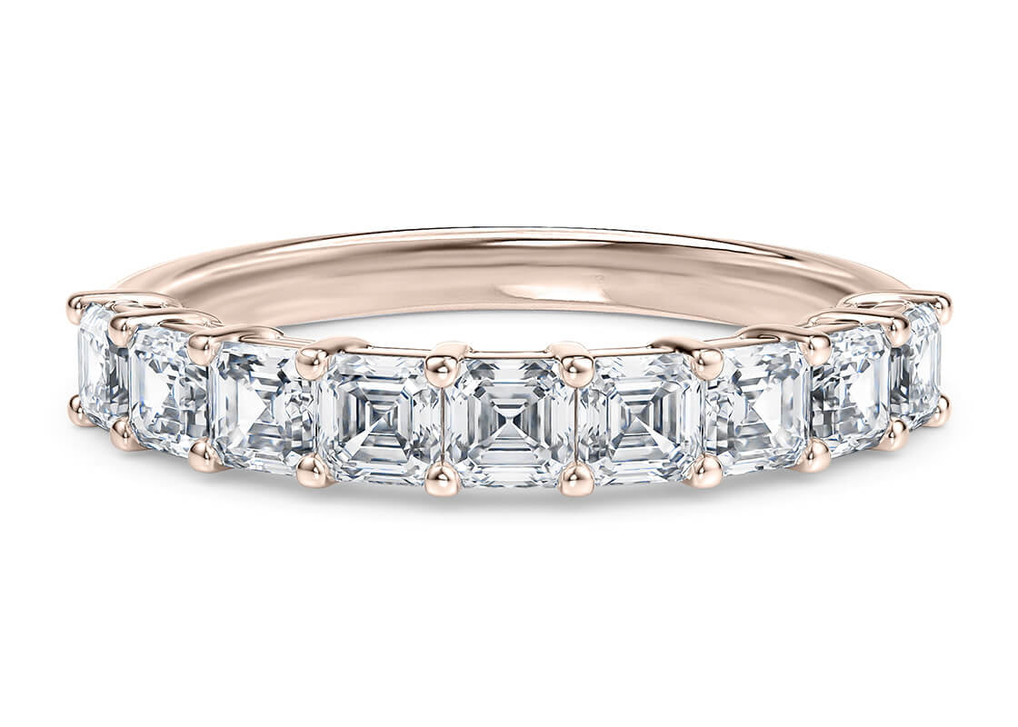 Regent Asscher Half Set Rose Gold 18k Lab Grown Eternity Ring