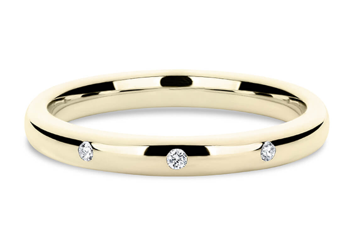 3 stones Yellow Gold 18k Wedding Band
