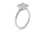 Minerva Halo Platinum Princess Engagement Ring