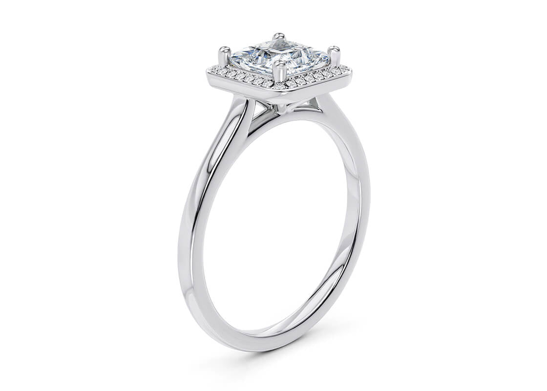 Minerva Halo Platinum Princess Engagement Ring
