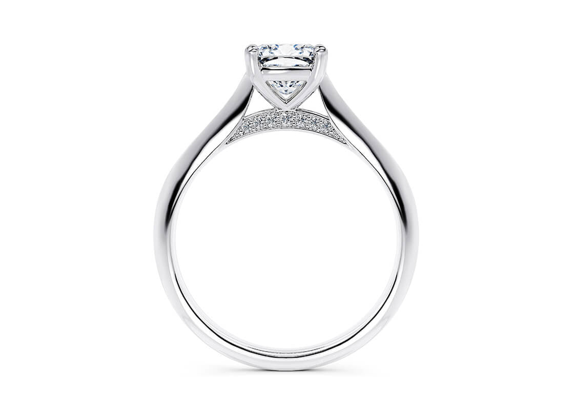 Iris Solitaire Platinum Cushion Engagement Ring